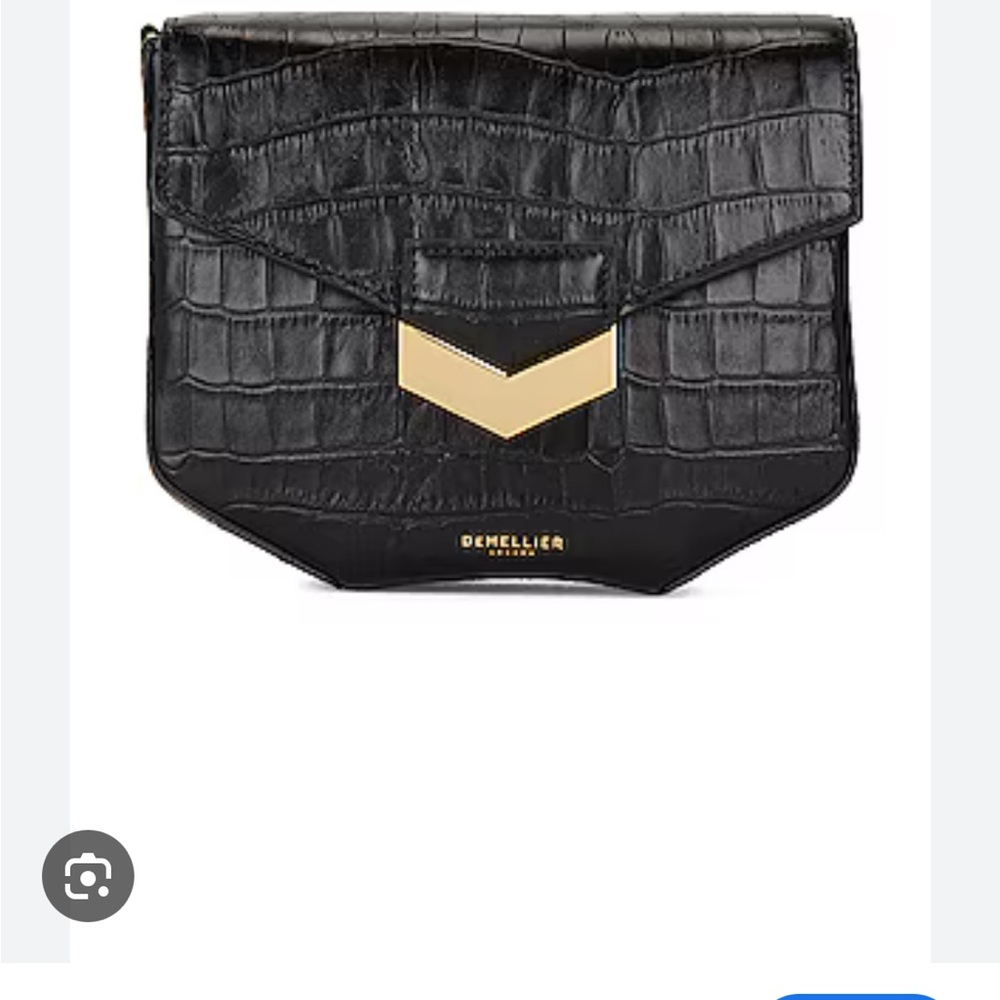 DeMellier Black Croc-Embossed Mini London Leather Bag